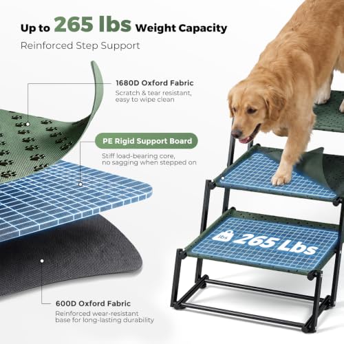 4‑Step Dog Stairs for Car Trunk, 17" Wide Foldable Lightweight Pet Stairs