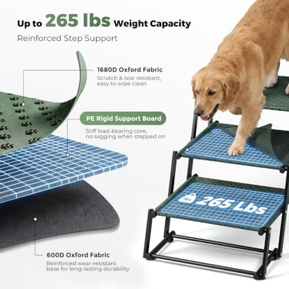 4‑Step Dog Stairs for Car Trunk, 17" Wide Foldable Lightweight Pet Stairs