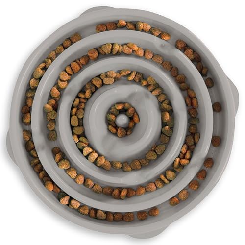 Outward Hound Fun Feeder Slo Bowl Dog Slow Feeder, Drop, Gray, 11.8"