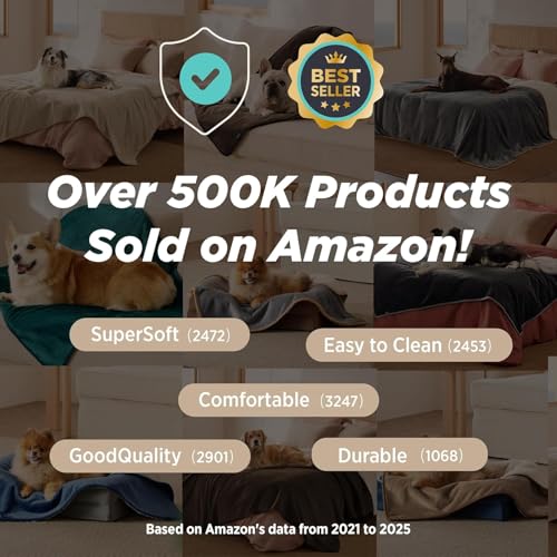 Bedsure Waterproof Dog Blankets for Small Dogs - Small Cat Blanket Washable for Couch Protection, Sherpa Fleece Puppy Blanket, Soft Plush Reversible Throw Furniture Protector, 25"X35", Grey