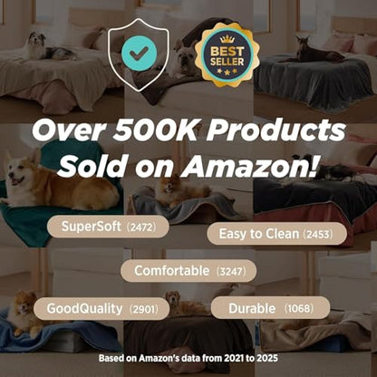 Bedsure Waterproof Dog Blankets for Small Dogs - Small Cat Blanket Washable for Couch Protection, Sherpa Fleece Puppy Blanket, Soft Plush Reversible Throw Furniture Protector, 25"X35", Grey