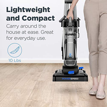 Eureka Upright Vacuum Cleaners, PowerSpeed Lightweight, NEU181A | Pet Hair, Carpet & Hard Floor, 2.6L Dust Cup, Pet Turbo Brush, Crevice & Upholstery Tools, Bagless, Blue