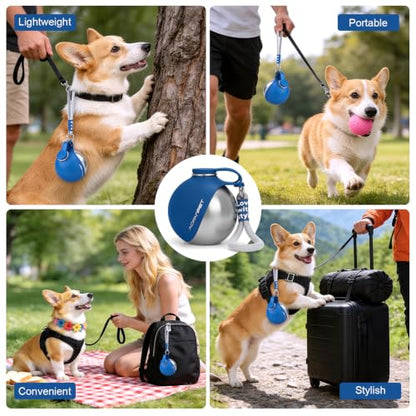AOFANPET Portable Dog Water Bottle 10oz Stainless Steel Travel Bowl