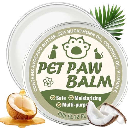 Dog Paw Balm & Nose Balm, Lick-Safe & Moisturizing | All-Natural Moisturizer & Soother for Dry | Deep Repair for Dry, Cracked Paws | Horse Hoof and Joint Care Friendly (Value Size 2.12oz)