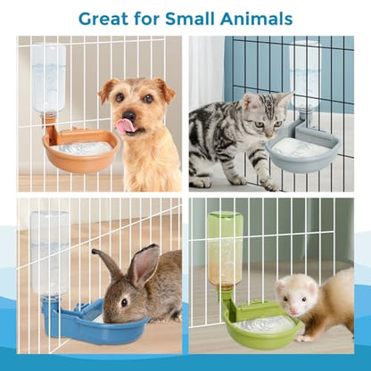 VANNON Gravity Pet Water Bowl, 16oz Anti-Splash Crate Dispenser, Orange