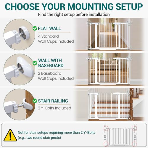 Cumbor 30-46" Baby Gate for Stairs, Auto Close Dog Gate for Doorways White