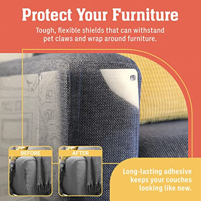 6 Pack XL Anti Cat Scratch Furniture Protector - Couch Protector from Cat Claws w/Twist Pins - Heavy Duty, Strong, Clear, Easy-to-Apply Scratching Deterrent and Shield for Sofa