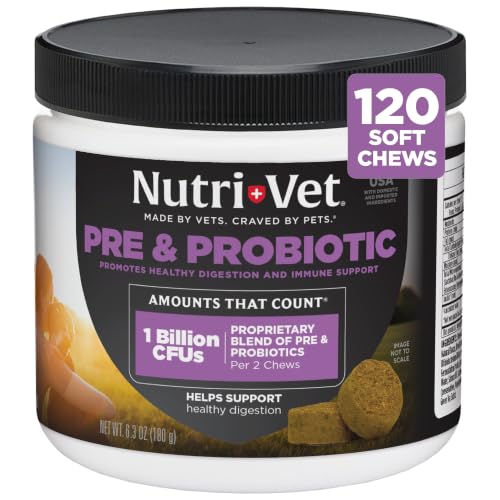 Nutri-Vet Pre & Probiotics for Dogs, Dog Probiotics, 120 Soft Chews