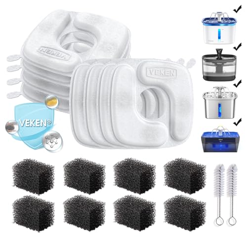 Veken Cat Water Fountain Filters, F1 Series, 8 Pack Replacement Filters