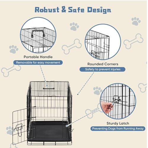 DUMOS 24 Inch Dog Crate, Foldable Puppy Small Dog Cage Pet Kennel