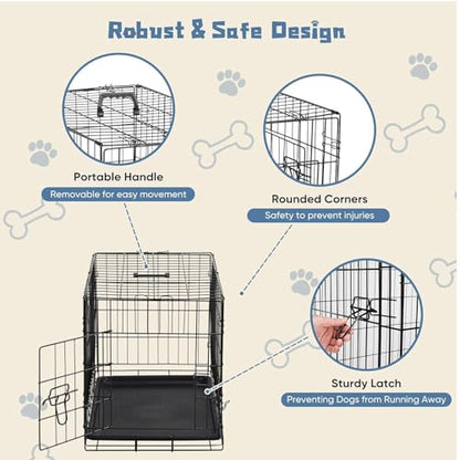DUMOS 24 Inch Dog Crate, Foldable Puppy Small Dog Cage Pet Kennel