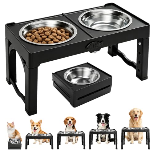Black Elevated Dog Bowls Large Raised Dogs Bowl Stand Large/Medium Dogs