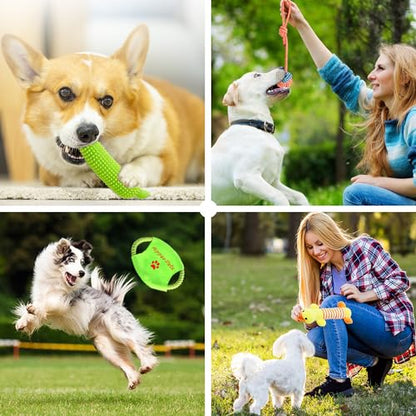 Aipper Dog Toys 25 Pack for Fun and Teeth Cleaning, Puppy Chew Toys Pack with Squeak Plush Toy,Squeaky Toy Balls,Tug of War and Rope Toys for Puppy to Small Dogs