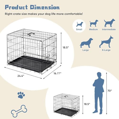 DUMOS 24 Inch Dog Crate, Foldable Puppy Small Dog Cage Pet Kennel