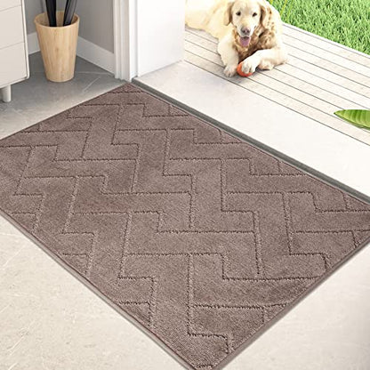 PURRUGS Dirt Trapping Door Mat 20" x 31.5", Non-Slip Machine Washable Entry Rug, Dog Doormat, Indoor Front Door Mat, Super Absorbent Entryway Rug for Muddy Shoes & Paws, Grayish Brown