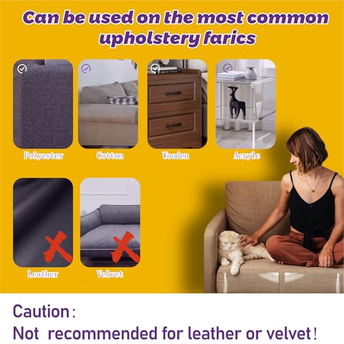 Anti-Cat Scratch Furniture Protector-12-Pack –Single-Sided, Heavy-Duty Self-Adhesive Tape, No-Residue for Couch, Doors & Walls - with 52 Twist Pins