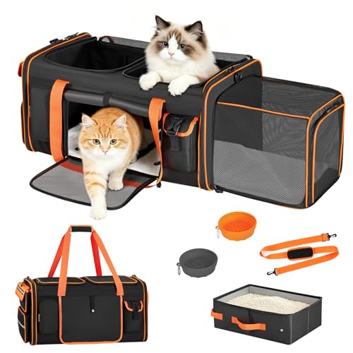Cozyipet Expandable Cat Carrier for 2 Cats, Soft-Sided Large Dual Carrier