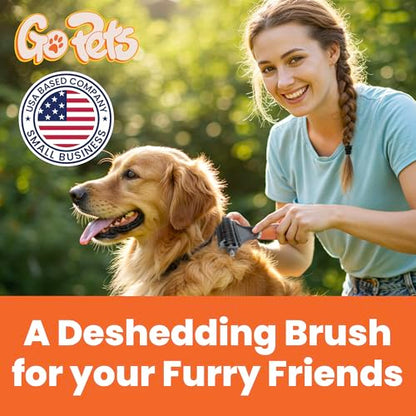 GoPets 2-in-1 Dematting Comb for Dogs, Pet Grooming Rake, Double-Sided Dog Brush for Shedding, Deshedding Brush for Cats, Undercoat Mat Dematting Tool for Long Haired Cats, Grooming Matting Hair