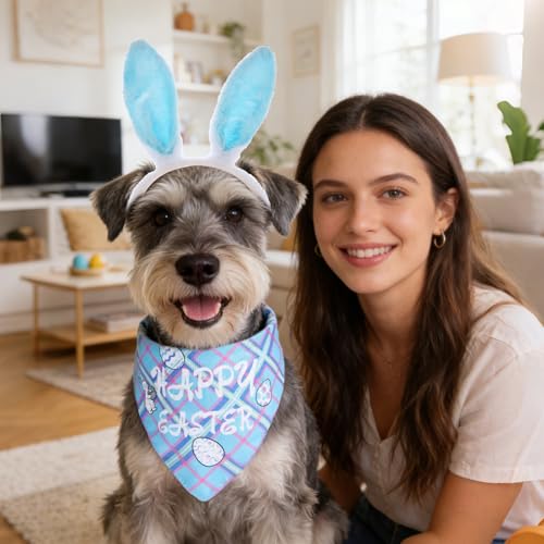 Avxdbr Easter Dog Bunny Costumes Easter Bunny Dog Headband Bandana Outfits for Small Medium Dogs
