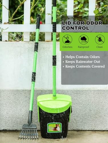MXF 40.16" Pooper Scooper Set – Swivel Bin & Rake Kit with 100 Waste Bags | Long Handle Waste Pick Up Tool with Bag Attachment. Fits Large to Small Dogs on Lawn, Yard, Grass, Gravel, & Kennels