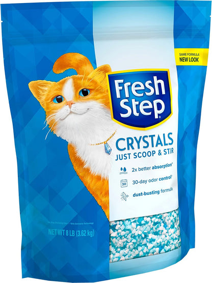 Fresh Step Crystals, Premium Cat Litter, Scented, 16 Lbs Total, (2 Pack of 8Lb Bags) (Package May Vary)