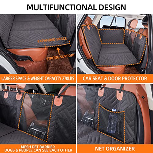 YJGF Back Seat Extender,Dog Seat Cover for Back Seat,Hard Bottom Car Seat Cover for Dogs,Dog Hammock for Car,Back Seat Pet Cover for Dogs(Black,for Car/SUV/Small Truck)
