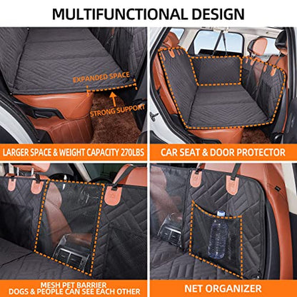 YJGF Back Seat Extender,Dog Seat Cover for Back Seat,Hard Bottom Car Seat Cover for Dogs,Dog Hammock for Car,Back Seat Pet Cover for Dogs(Black,for Car/SUV/Small Truck)