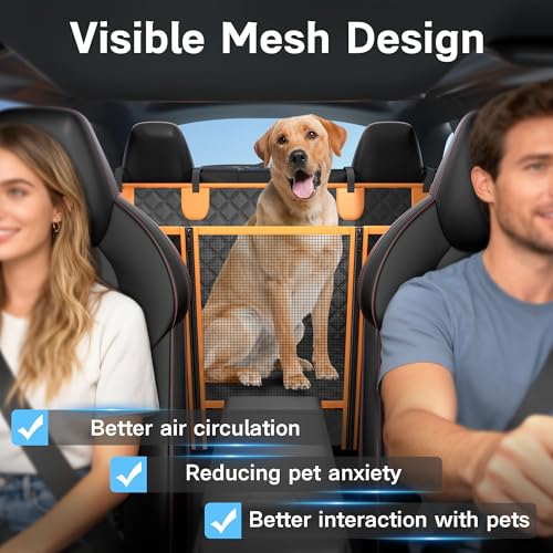 Twesync Dog Car Seat Cover for Back Seat, Hard Bottom Car Seat Cover for Dogs with Door Protectors, Waterproof Back Seat Extender for Dogs, Scratch-Resistant, Suitable for Cars