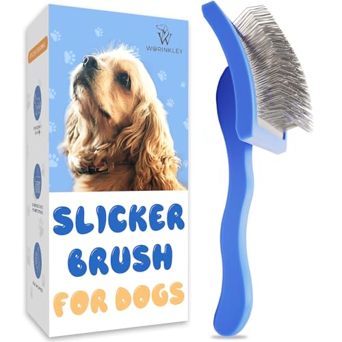 Worinkley Slicker Brush for Dogs - Long Pin Doodle Grooming Brush, Large