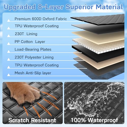 Twesync Dog Car Seat Cover for Back Seat, Hard Bottom Car Seat Cover for Dogs with Door Protectors, Waterproof Back Seat Extender for Dogs, Scratch-Resistant, Suitable for Cars