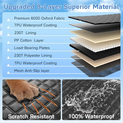 Twesync Dog Car Seat Cover for Back Seat, Hard Bottom Car Seat Cover for Dogs with Door Protectors, Waterproof Back Seat Extender for Dogs, Scratch-Resistant, Suitable for Cars