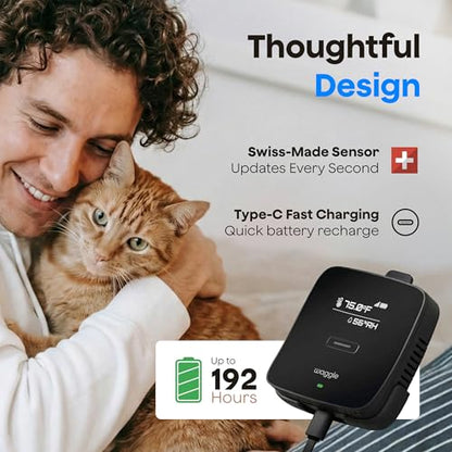 Waggle 4G Pet Temperature Monitor – No Wi-Fi Needed, Real-Time App/SMS/Email Alerts - RV, Car & Home Safety Device with Power-Outage Notifications, Rechargeable Battery – Subscription Required