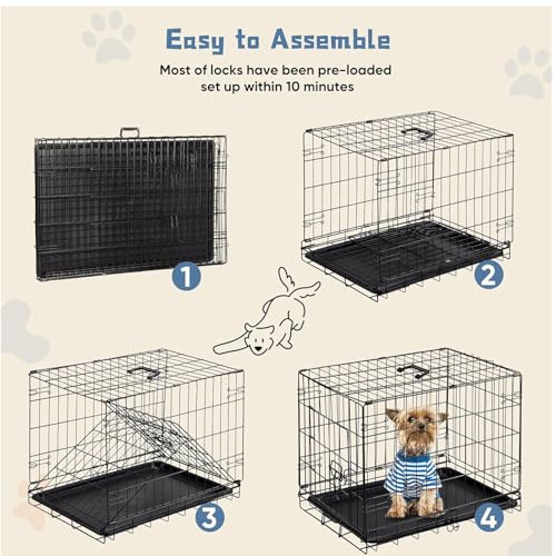 DUMOS 24 Inch Dog Crate, Foldable Puppy Small Dog Cage Pet Kennel