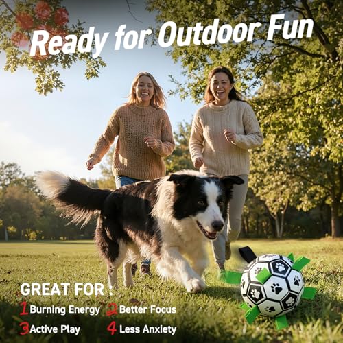 QDAN Dog Toys Dog Balls, World Cup Dog Soccer Ball with Straps, Dog Birthday, Herding Ball, Durable Balls for Small Medium Pet, Puppy Outdoor Toy (6 Inch)