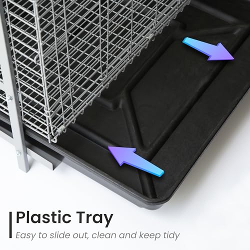 HOMESTEAD Rabbit Cage with Pull-Out Tray – 24 Inch Bunny Cage, Metal Rabbit Breeding Cage, Dual Access Doors, Waterproof Bottom & Urine Guard