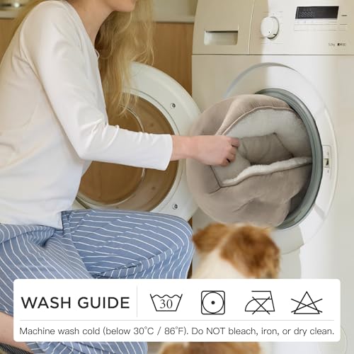 Bedsure Dog Beds for Small Dogs - Round Cat Beds for Indoor Cats, Washable Pet Bed for Puppy and Kitten with Slip-Resistant Bottom, 20 Inches, Camel
