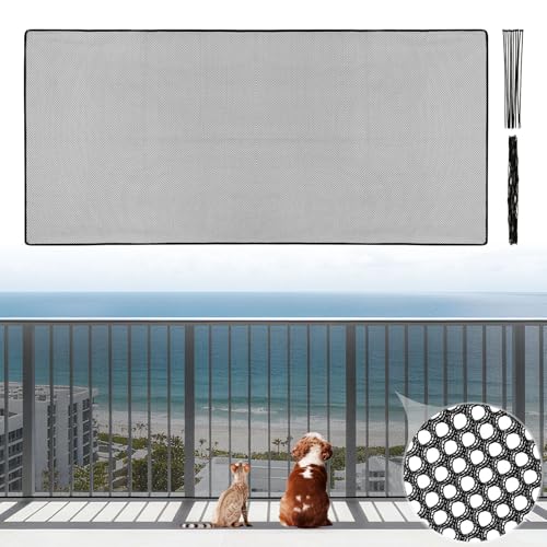 Banister Guard - MAQIHAN 6.5ft x 3ft Balcony Netting for Pets, Stair Safety Net Reusable Durable Apartment Balcony Net for Cats Dogs, Cut to Any Size, with Nylon Ties & Plastic Ties