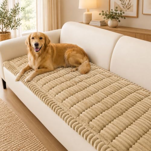 hyha Couch Cover for Dogs, Washable Non Slip Plush Flannel Sofa Protector | Thick Flannel, Non Slip Backing, Pet Hair & Scratch Protection, Fits Loveseat Sofa (27.6" x 59")