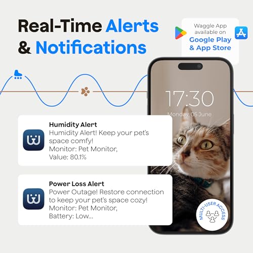 Waggle 4G Pet Temperature Monitor – No Wi-Fi Needed, Real-Time App/SMS/Email Alerts - RV, Car & Home Safety Device with Power-Outage Notifications, Rechargeable Battery – Subscription Required