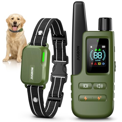 Jugbow Dog Shock Collar - 4500FT Dog Training Collar with Remote, IPX8 Waterproof Electric Dog Collar with 4 Training Modes, Security Lock, Rechargeable eCollar for 10-120lbs Small Medium Large Dogs