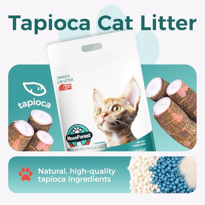 MOONFOREST Tapioca Cat Litter, Cassava Cat Litter Odor Control Dust-Free Clumping Litter