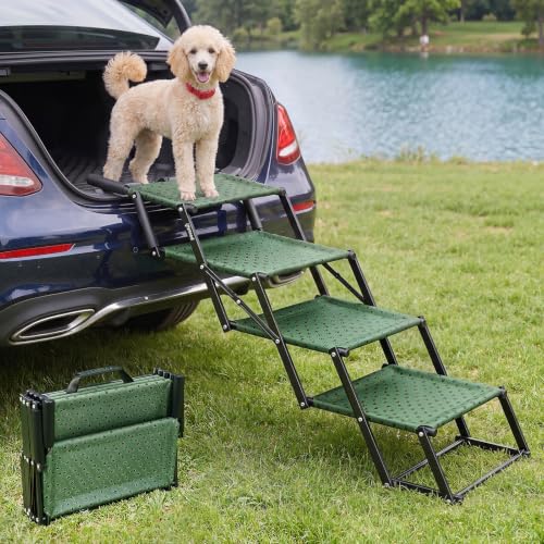 4‑Step Dog Stairs for Car Trunk, 17" Wide Foldable Lightweight Pet Stairs