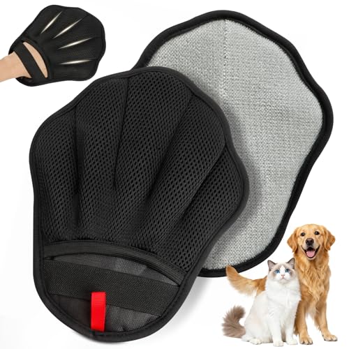 Palirs Pet Hair Removal Glove, Electrostatic Pet Hair Remover Glove for Cats & Dogs, Pet Hair Remover Tool for Laundry, Couch, Carpet, Car Seat - Upgraded Five-Finger, Reusable, Black+Black