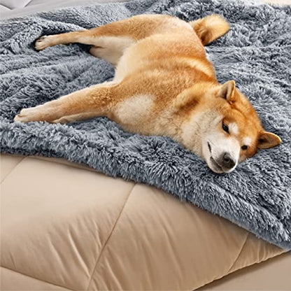 Bedsure Waterproof Dog Blankets for Medium Dogs, Fluffy Faux Fur, 40x50" | Plush Fuzzy Reversible Pet Blankets for Couch and Dog Bed,Soft Calming Throw Cat Blanket Washable, Dog Gift, Grey