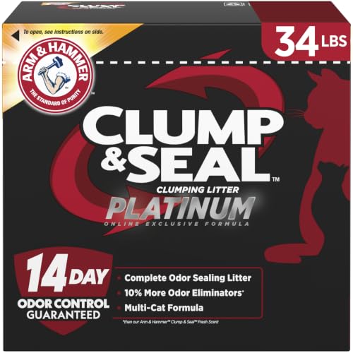 ARM & HAMMER Clump & Seal Platinum Cat Litter, Improved Packaging, 34 lbs