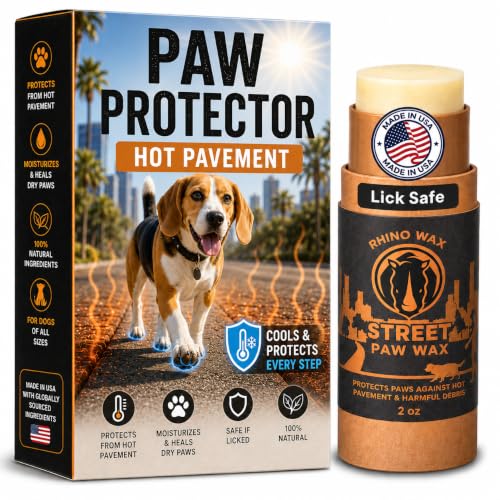 Rhino Wax - Dog Paw Protector for Hot Pavement - Use Street Wax Before Taking Dogs on Asphalt - Balm Protects from Warm Surfaces Rocks Road Debris - Great for Dogs who Hate Dog Shoes for Hot Pavement