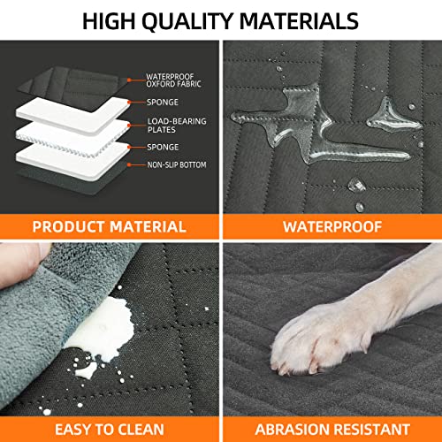 YJGF Back Seat Extender,Dog Seat Cover for Back Seat,Hard Bottom Car Seat Cover for Dogs,Dog Hammock for Car,Back Seat Pet Cover for Dogs(Black,for Car/SUV/Small Truck)