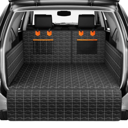 IJVAE SUV Cargo Liner for Dogs, Waterproof Dog Trunk Cover with Bumper Flap Protector, Pet Cargo Mat for SUVs Sedans Vans, Non-Slip Scratchproof Dog Seat Cover，Large Size Universal Fit, Black