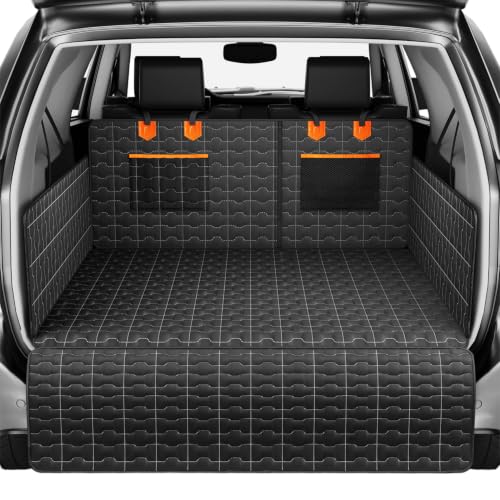 IJVAE SUV Cargo Liner for Dogs, Waterproof Dog Trunk Cover with Bumper Flap Protector, Pet Cargo Mat for SUVs Sedans Vans, Non-Slip Scratchproof Dog Seat Cover，Large Size Universal Fit, Black