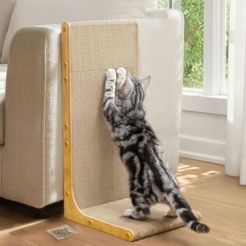 Conlun Cardboard Cat Scratcher, 23" L-Shaped Scratch Pad